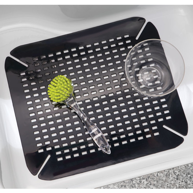 Mdesign Adjustable Plastic Kitchen Sink Protector Mat, Large, 2 Pack